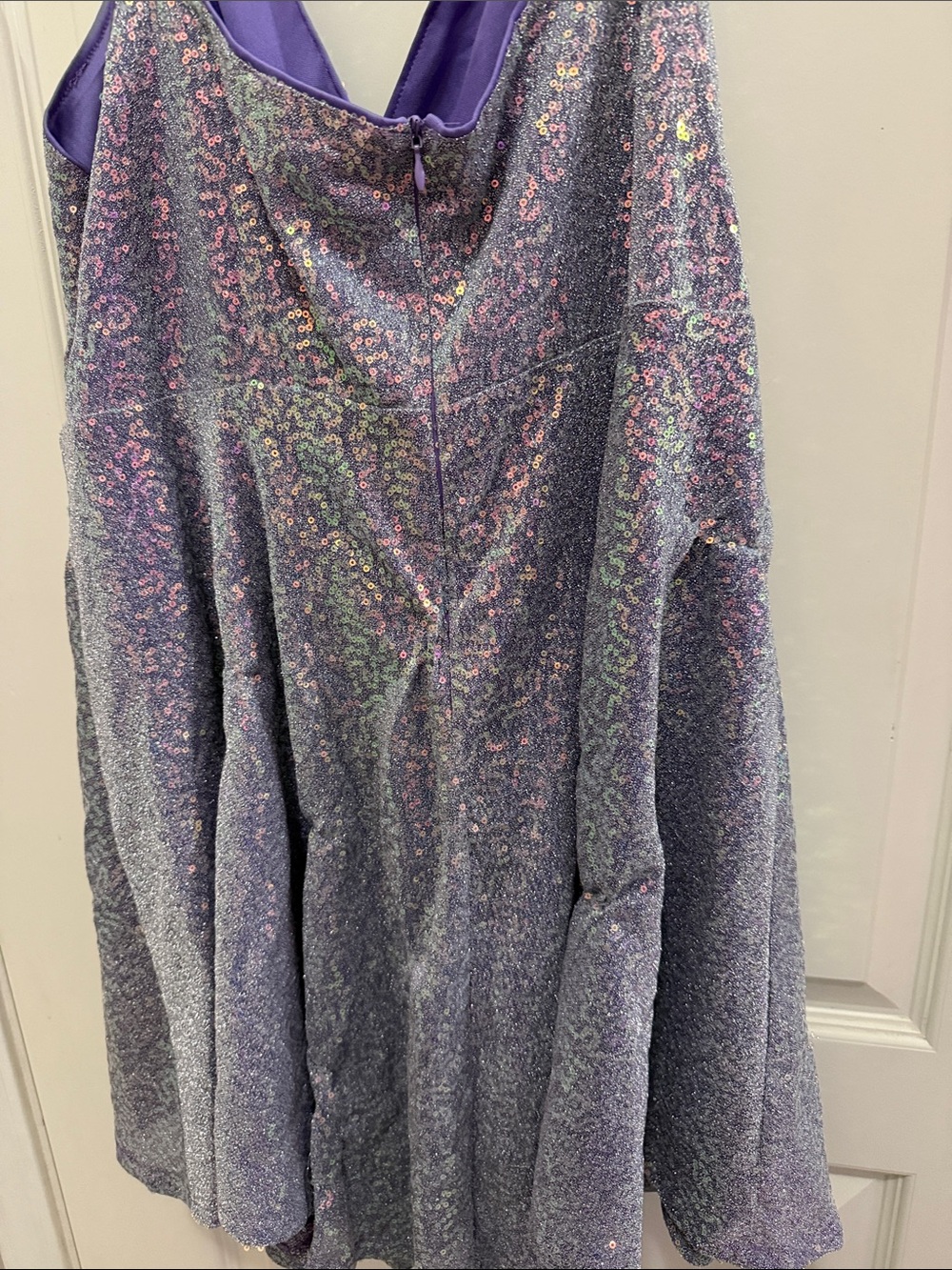 Women’s  2x Sparkly Lavender Sequin A Line Party Dress Jeweled Straps - Picture 9 of 9